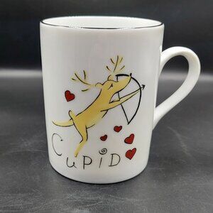 RARE Pottery Barn Christmas Holiday Reindeer CUPID Mug Made in Japan EUC